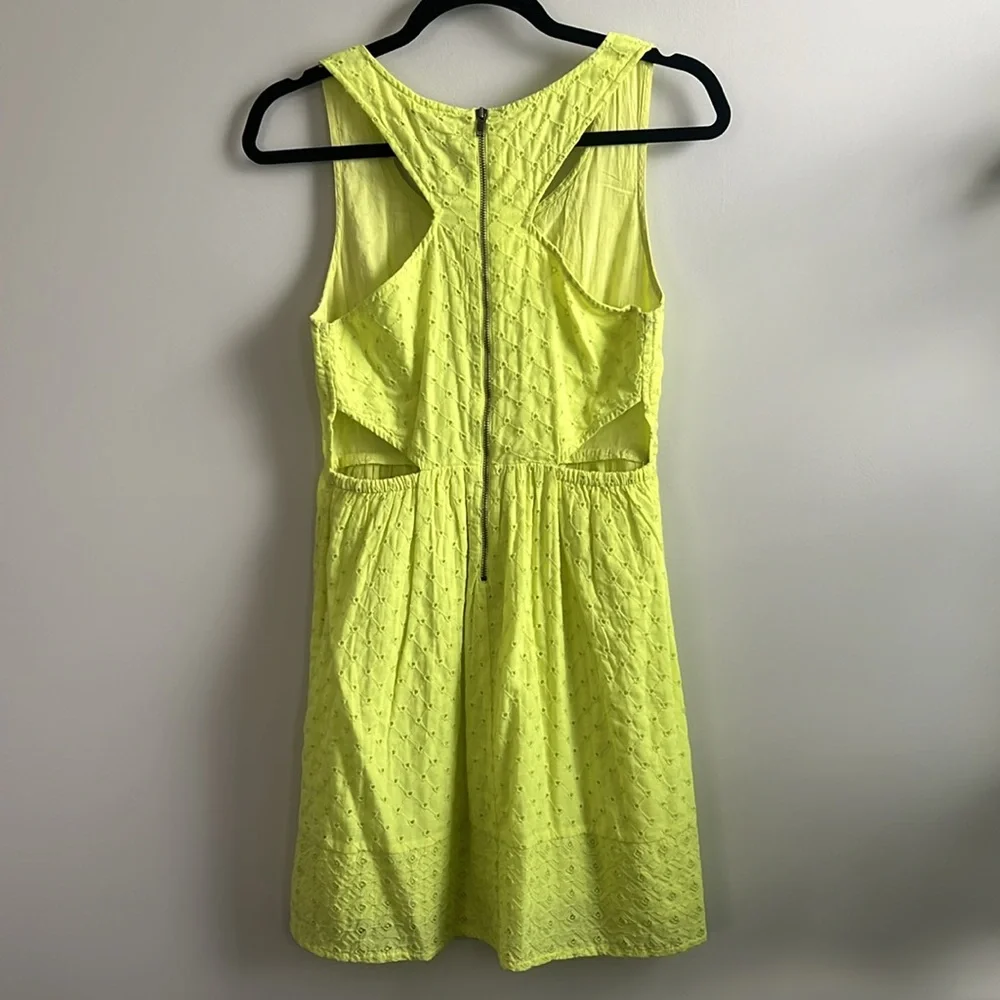 American Eagle Outfitters neon yellow lime green cutout eyelet dress - Picture 8 of 8